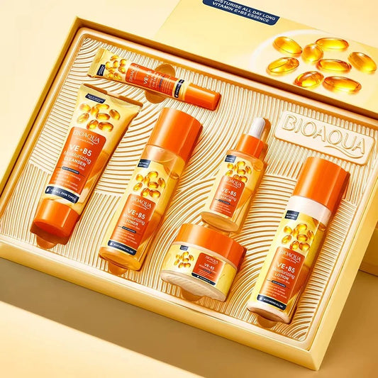BIOAQUA Vitamin E + B5 Skincare Set – 6-Piece Moisturizing & Anti-Aging Routine