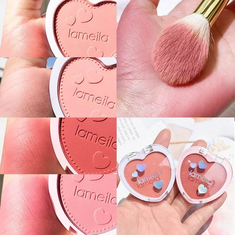 Lameila Blush Palette Makeup Repair Face Tone 4 Colors Beginner Female Heart Shape Lovely Cheek Blush