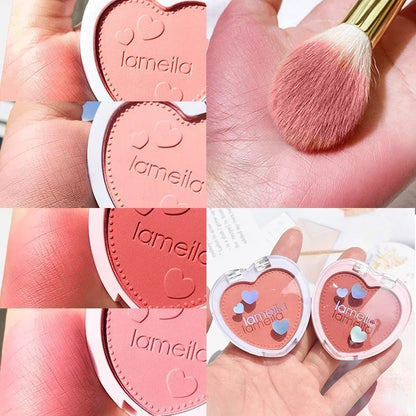 Lameila Blush Palette Makeup Repair Face Tone 4 Colors Beginner Female Heart Shape Lovely Cheek Blush