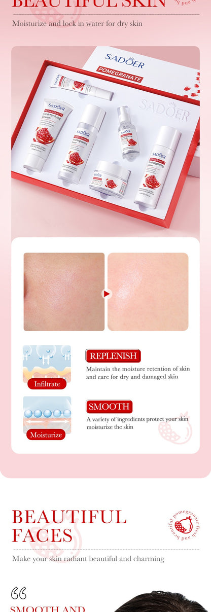 SADOER Pomegranate Vitality Bright Skin 6-in-1 Skincare Set | Hydrating & Brightening
