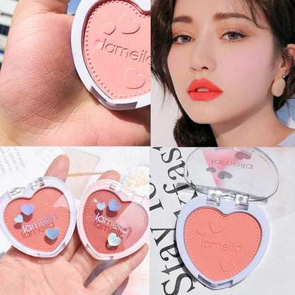 Lameila Blush Palette Makeup Repair Face Tone 4 Colors Beginner Female Heart Shape Lovely Cheek Blush