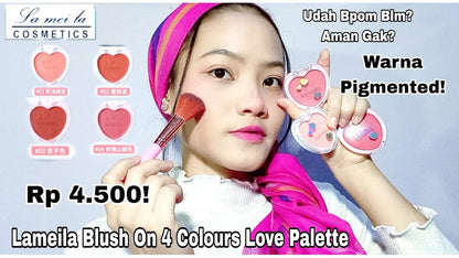Lameila Blush Palette Makeup Repair Face Tone 4 Colors Beginner Female Heart Shape Lovely Cheek Blush