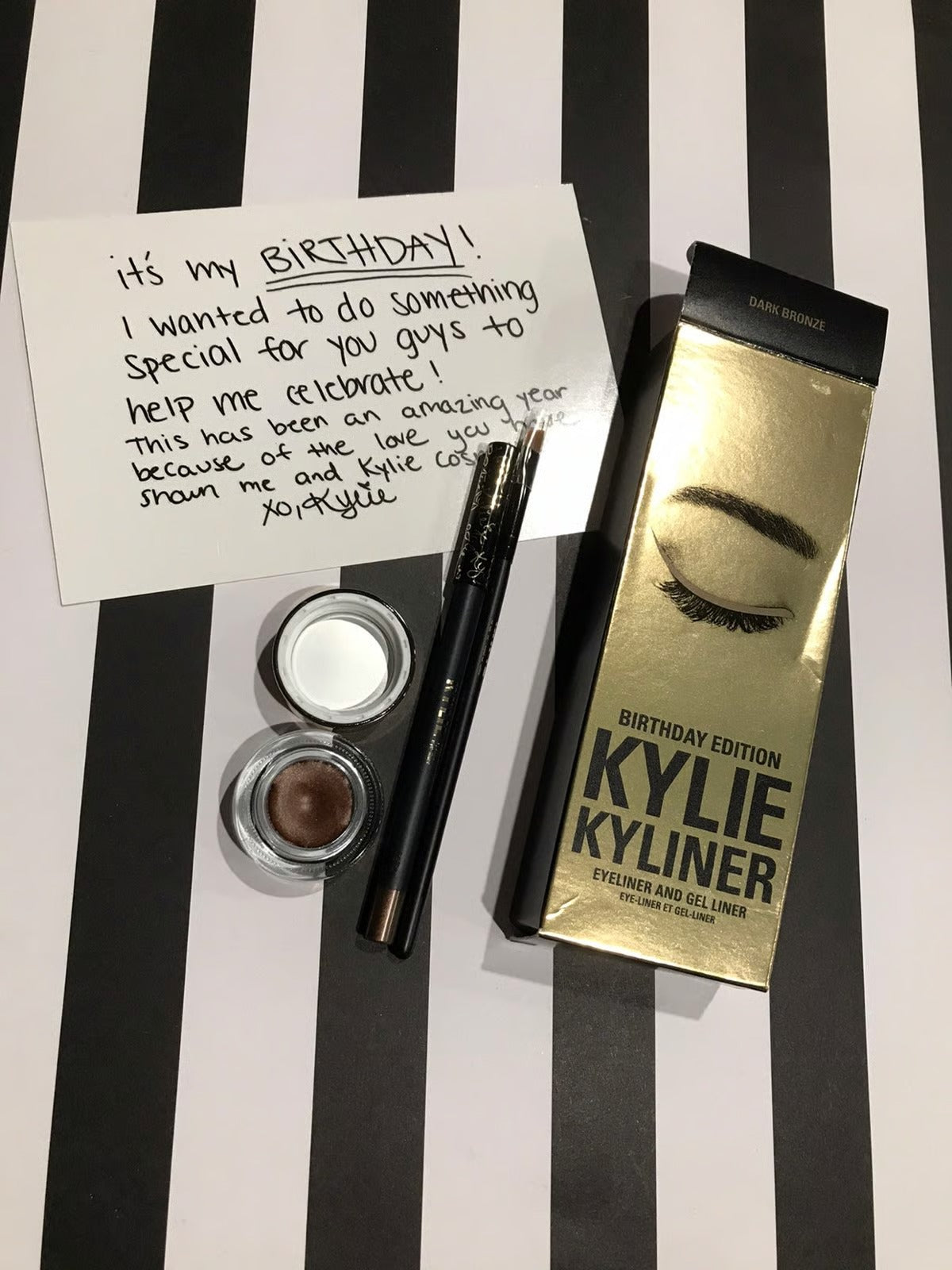 Kylie Cosmetics Birthday Edition Kyliner Kit Dark Bronze (Gel + Pencil Eyeliner)