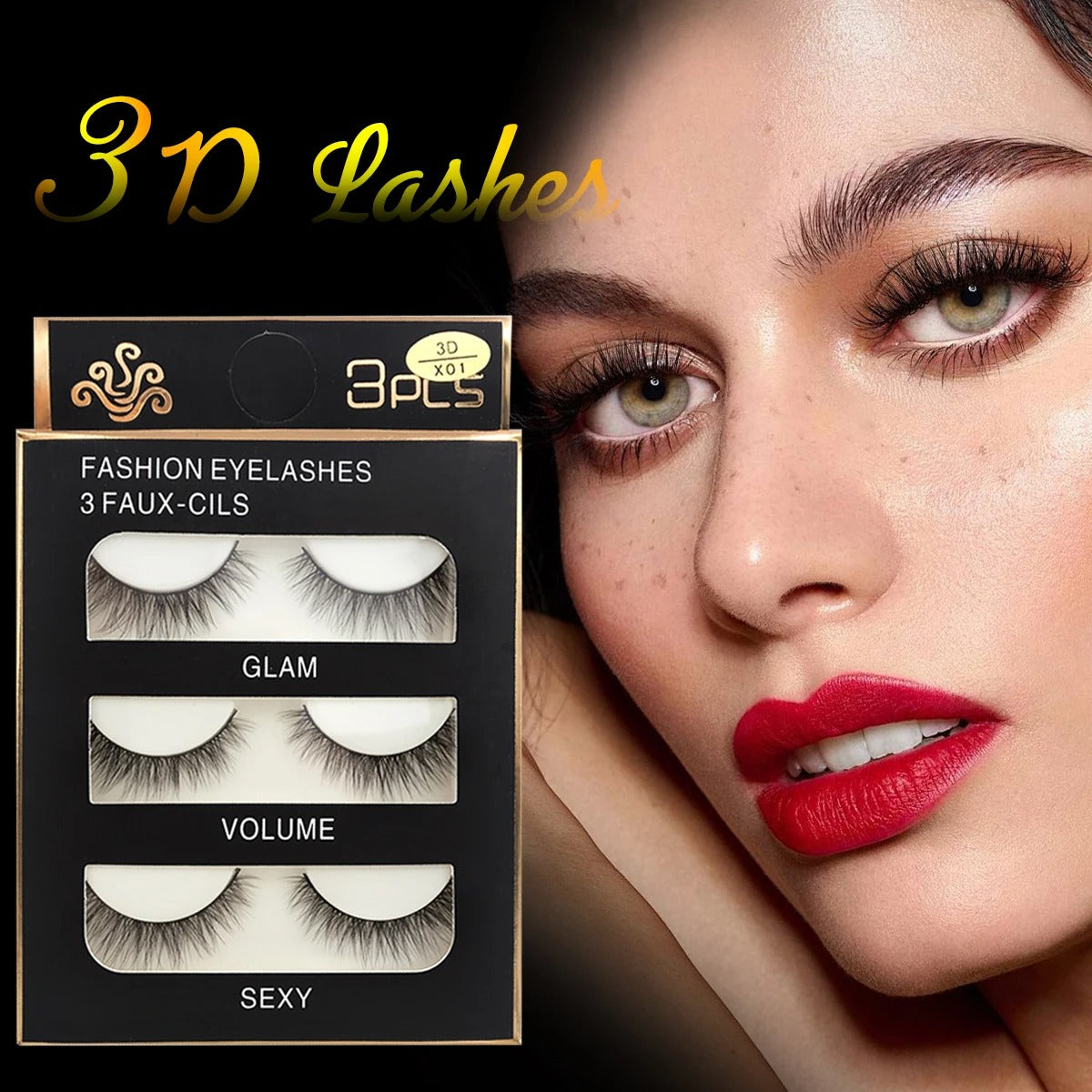 3Fashion Eyelashes – 3 Faux Cils | Premium Synthetic Eyelash Set